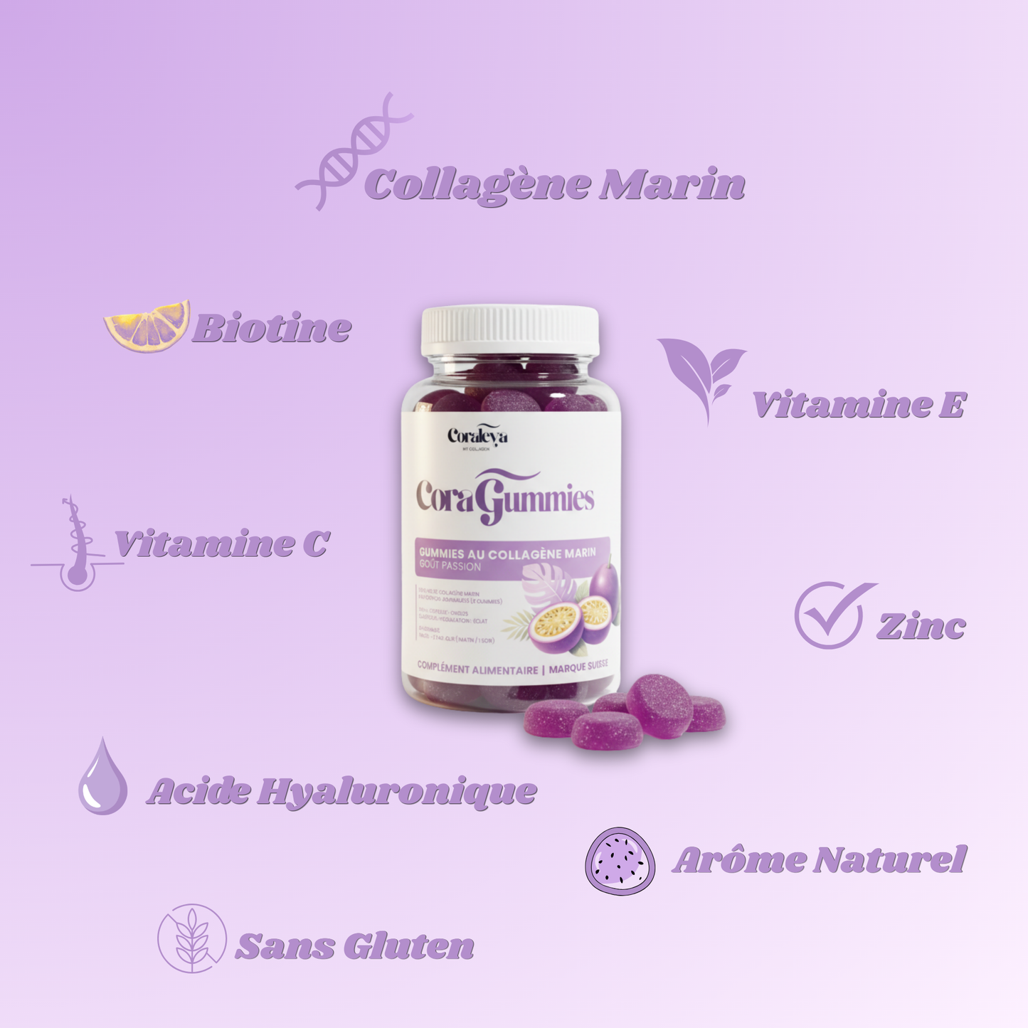 Cora Gummies - Gummies au Collagène Marin goût passion